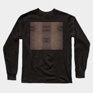 Brown Alligator Leather Skin Long Sleeve T-Shirt